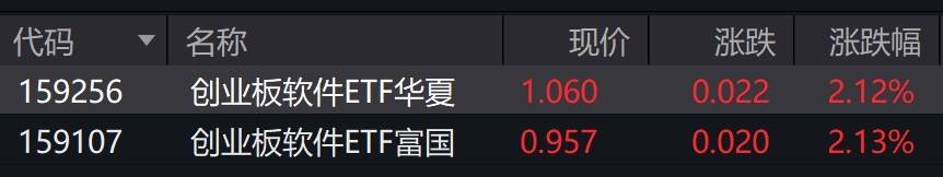 软件股午后逆势拉升，创业板软件相关ETF涨超2% 